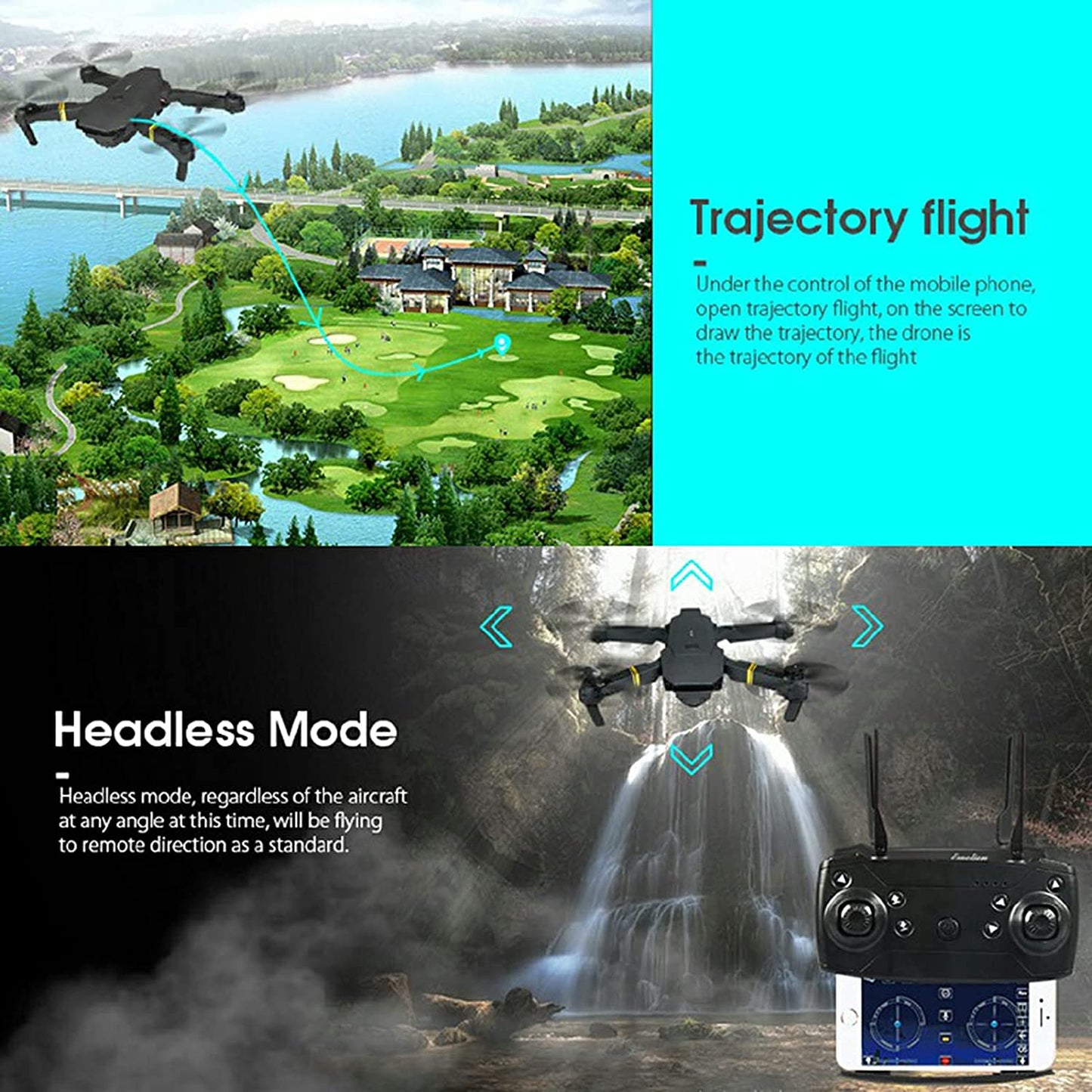4K HD Dual Camera RC FPV WiFi Portable Wide Angle