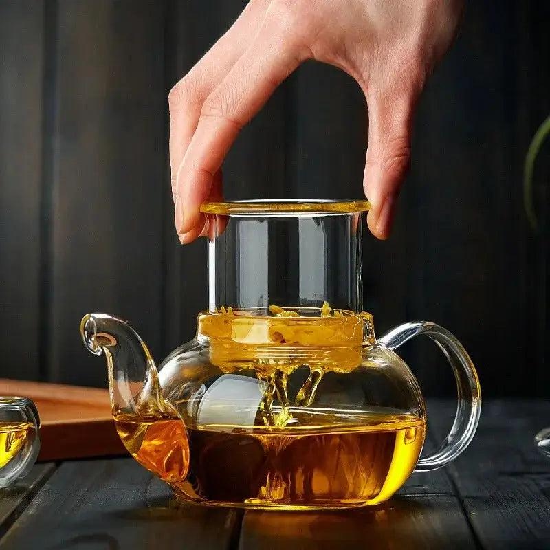 High Borosilicate Glass Flower Teapot Set: Heat-Resistant, Filterable, 400ml/1000ml"-2