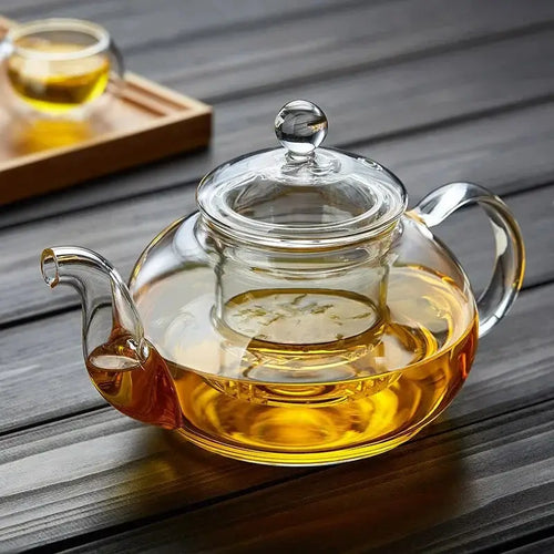High Borosilicate Glass Flower Teapot Set: Heat-Resistant, Filterable, 400ml/1000ml"-0