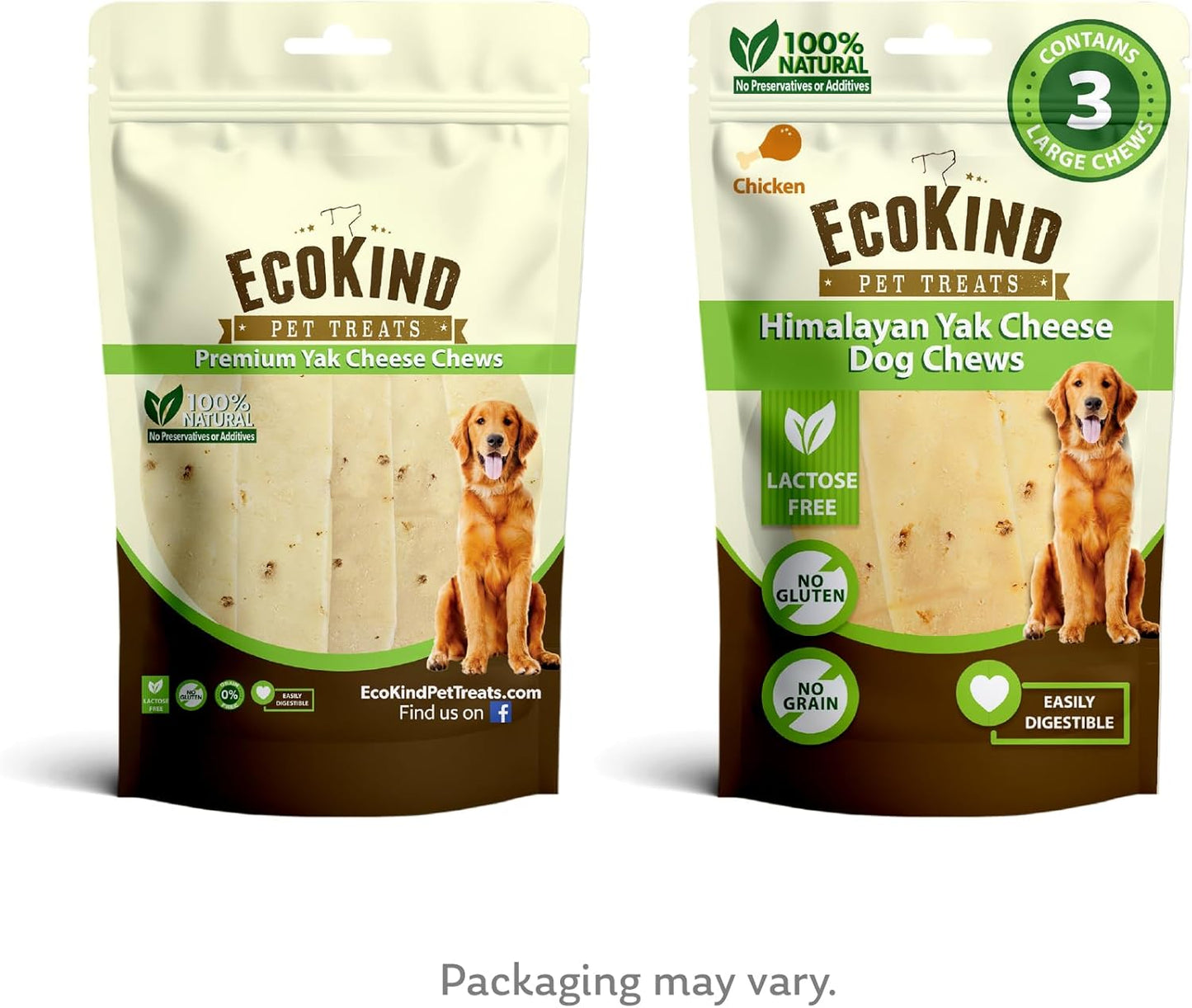 Peanut Butter Flavor Gold Yak Chews for Large